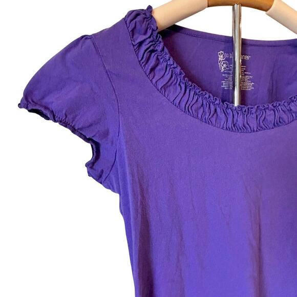 90s Y2K Style Purple Ruffle Scoop Neck Cap Sleeve Feminine Fairy Women's Large - Picture 2 of 10